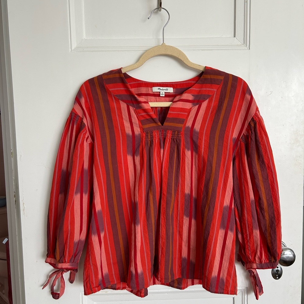 Madewell Red and Purple Striped Blouse